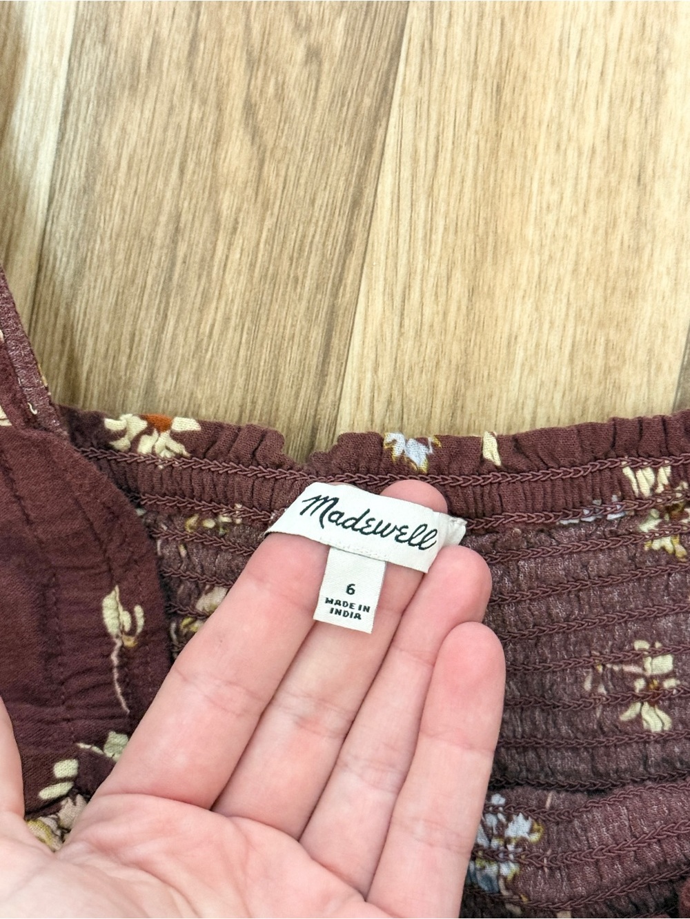 Madewell Lucie Smocked Square Neck Cotton Peplum Blouse - Picture 4 of 4